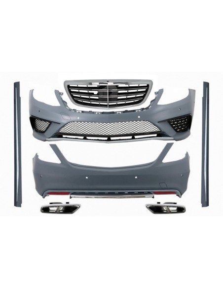 Kit w/ scarico Chrome e griglia anteriore per Mercedes S-Class W222 (13-06.17) S63 Design