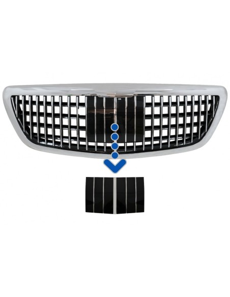Copertura distronica griglia anteriore per Mercedes S-Class W222 X222 (14-) Design verticale cromato