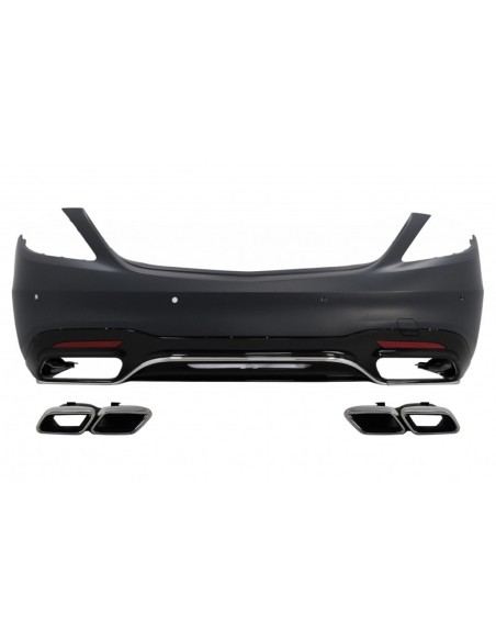 Paraurti posteriore w/ Diffusore e scarico Suggerimenti Chrome per Mercedes S-Class W222 Facelift Sedan (07.17-08.)