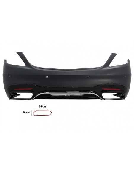 Paraurti posteriore w/ Diffusore e silenziatore di scarico Suggerimenti Nero Smeraldo per Mercedes S-Class W222