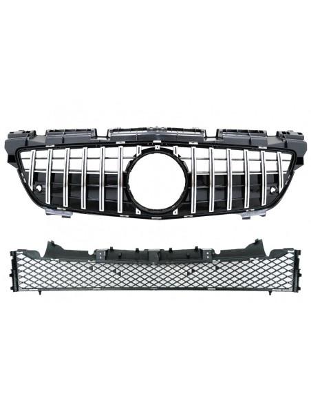 Griglia anteriore w/ Griglia inferiore Mesh per Mercedes SLK R172 (11-15) GT-R Panamericana Design Chrome
