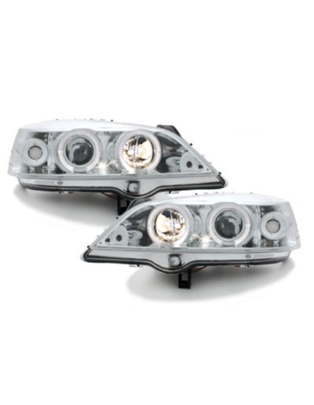 Fari per Opel Astra G (1998-04) Angel Eyes 2 Halo Cerchi Cromo
