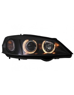 Fanali anteriori per Opel Vauxhall Astra G (09.1997-02.04) Halo Cerchi Lampade Nero 2