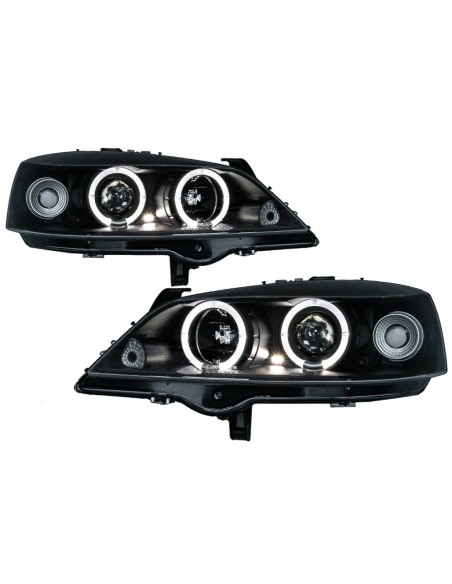 Fanali anteriori per Opel Astra G 09.97-02.04 ANGEL EYES BLACK