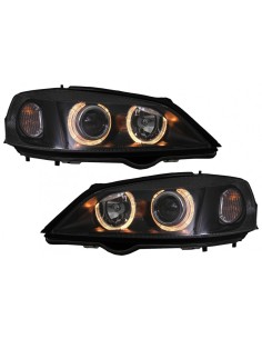 Fanali Angel Eyes Nero w/ Badgeless Griglia anteriore per Opel Vauxhall Astra G (1998-04) LHD o RHD 2