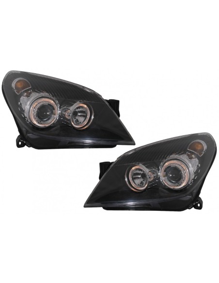 Fanali anteriori per Opel Astra H (03.04-09) Angel Eyes 2 Halo Cerchi Neri