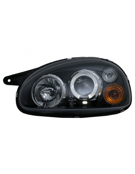 Angel Eyes Fari Dual Halo Cerchi per Opel Corsa B (02.1993-10.00) LHD Nero