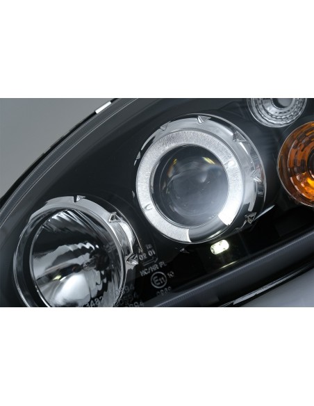 Angel Eyes Fari Dual Halo Cerchi per Opel Corsa B (02.1993-10.00) LHD Nero