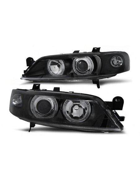 Fanali Angel Eyes per Opel Vectra B (1999-02) Nero RHD-LHD