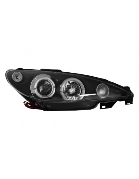 Fanali anteriori per Peugeot 6 CC (02-Up) Angel Eyes Black