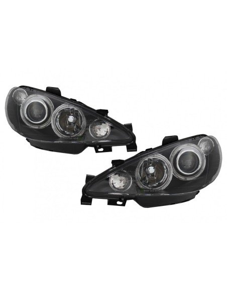 Angel Eyes Fari per Peugeot 6 (02-08) Nero LHD & RHD