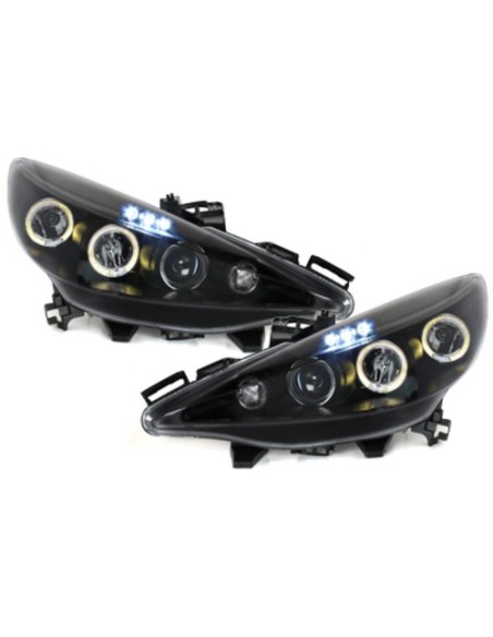 Fari per Peugeot 7 (07-14) Angel Eyes 2 Halo Cerchi Nero
