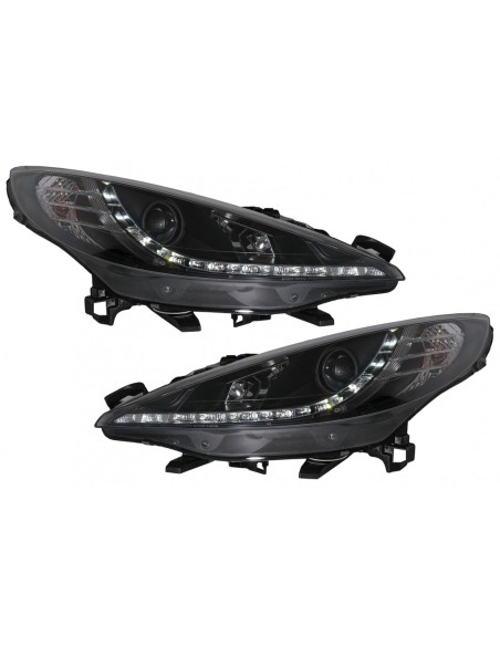 LED DRL Fari per Peugeot 7 (05.06-06.12) Nero