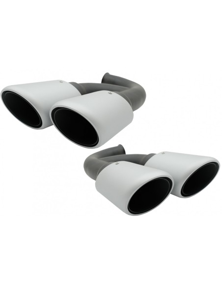 Silenziatore di scarico Suggerimenti per Porsche Cayenne 92A V6 V8 Diesel (05.10-09.14) GTS Design Matte Silver