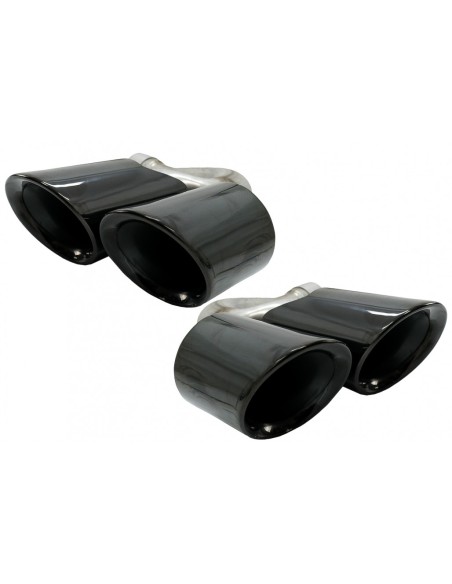 Silenziatore di scarico Suggerimenti Quad per Porsche Cayenne 9Y0 SUV 3.0 (18-up) Aggiornamento a Cayenne S Nero