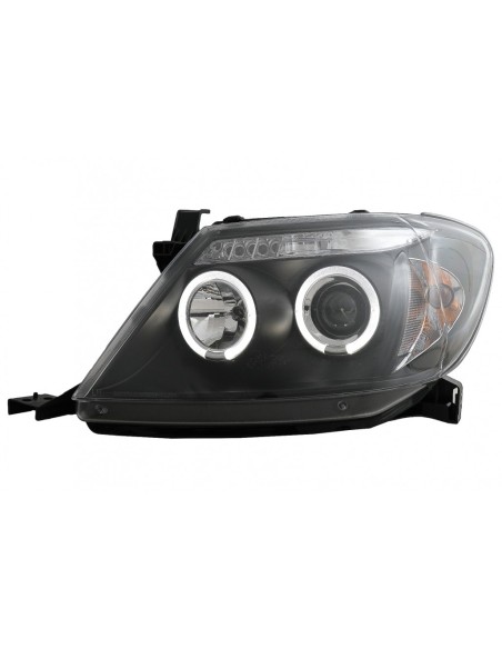 Angelo Occhi Fari Dual Halo Cerchi per Toyota Hilux (05-11) Nero