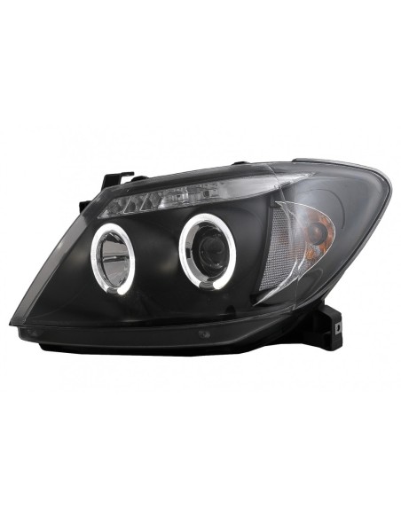 Angelo Occhi Fari Dual Halo Cerchi per Toyota Hilux (05-11) Nero