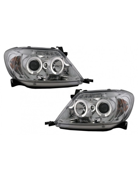 Angelo Occhi Fari Dual Halo Cerchi per Toyota Hilux (05-11) Cromo