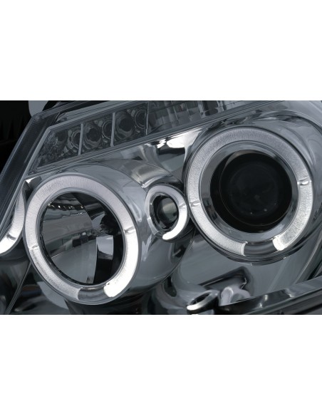 Angelo Occhi Fari Dual Halo Cerchi per Toyota Hilux (05-11) Cromo