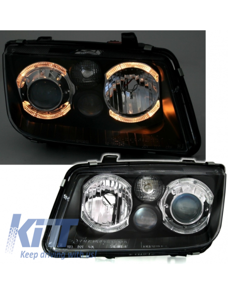 LED Angel Eyes fari per VW Bora (09.1998-07.05) 2 Halo cerchi nero