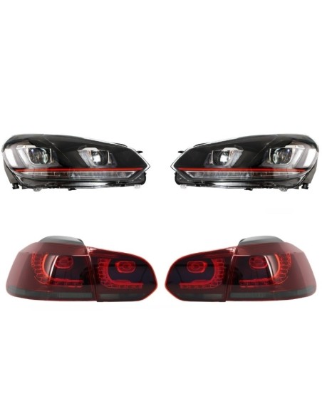 Fari per VW Golf 6 VI (08-13) Golf 7 3D LED DRL U-Design GTI w/ Fanali posteriori Full LED R