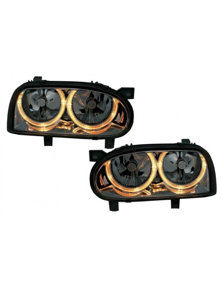 Fanali Angel Eyes per VW Golf 3 III (1992-1998) Cromo