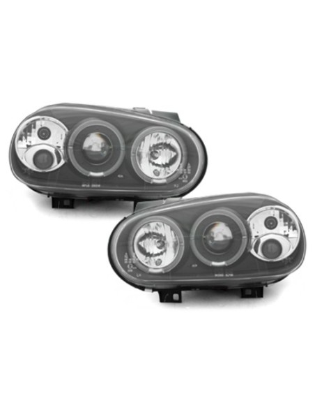 Fari per VW Golf 4 IV (19997-04) Angel Eyes 2 Halo Cerchi Nero