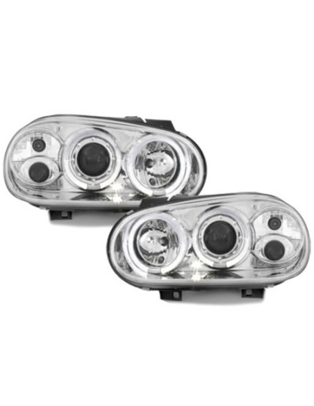 Fari per VW Golf IV 4 (1997-04) 2 Halo Cerchi Angeleyes Chrome