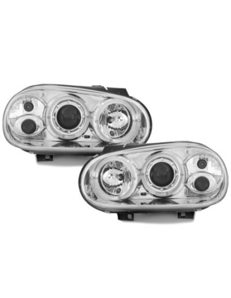 Fari per VW Golf IV 4 (1997-04) 2 Halo Cerchi Angeleyes Chrome