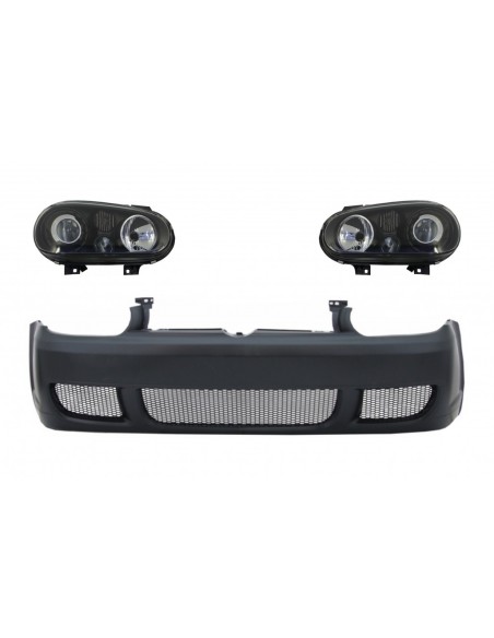 Paraurti anteriore w/ fari nero per VW Golf IV 4 MK4 (10.1997-09.03) R32 Look
