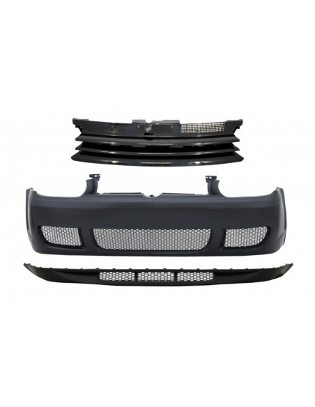 Paraurti anteriore w/ spoiler labbro e griglia centrale per VW Golf IV 4 MK4 (1998-04) R32 Look