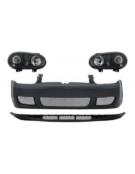 Paraurti anteriore w/ spoiler labbro e fari neri per VW Golf IV 4 MK4 (10.1997-09.03) R32 Look
