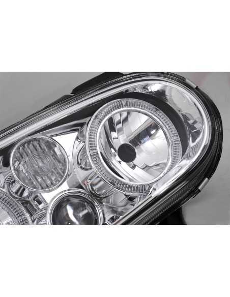 Angel Eyes Fari Dual Halo Cerchi per VW Golf IV 4 Cabriolet Hatchback Variante (09.1997-09.03) Cromo LHD o RHD