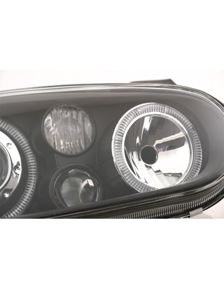 Angel Eyes Fari Dual Halo Cerchi per VW Golf IV 4 Cabriolet Hatchback Variante (09.1997-09.03) Nero LHD o RHD