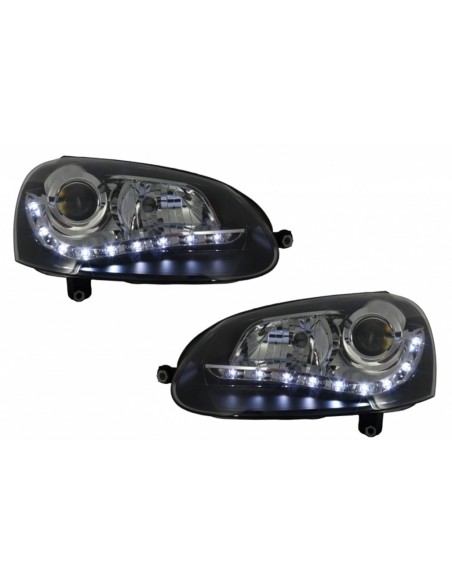 Fari LED DRL w/ OSRAM COOL BLUE INTENSE H7 faro alogeno per VW Golf V 5 Jetta 5 (03-09) Design nero