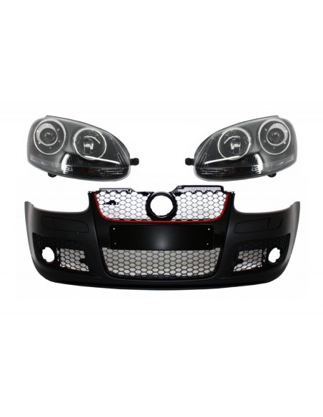 Paraurti anteriore w/ Xenon Look Fari Nero per VW Golf 5 V Mk5 (03-07) Jetta (05-10)