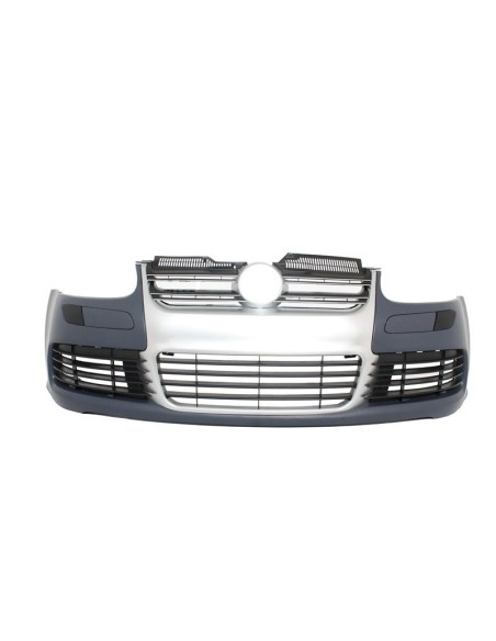 Paraurti anteriore w/ fari per VW Golf V 5 (03-07) Jetta (05-10) R32 Look spazzolato alluminio Look griglia