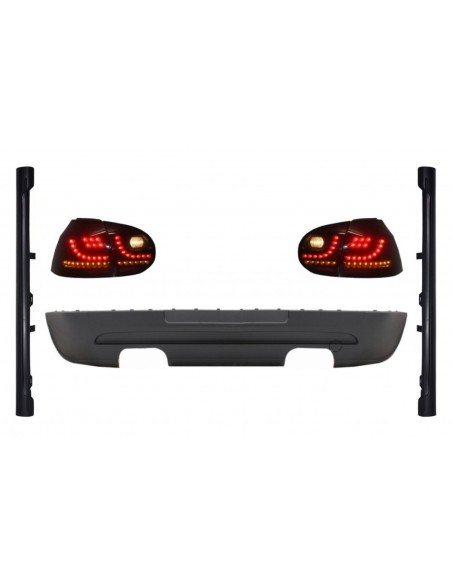 Paraurti posteriore estensione doppia uscita w/ fanale posteriore LED fumo nero e gonne laterali VW Golf 5 V (03-07) (120)