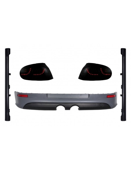 Luci sequenziali dinamiche nere fumo LED fanali posteriori w/ estensione paraurti posteriore e gonne laterali VW Golf 5 (04-07)