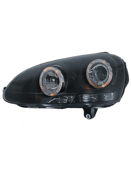 Fari Angel Eyes Dual Halo Cerchi per VW Golf 5 V (03-07) LHD o RHD Nero