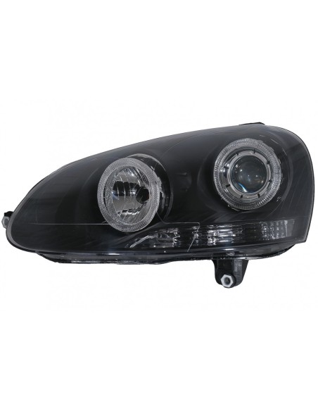 Fari Angel Eyes Dual Halo Cerchi per VW Golf 5 V (03-07) LHD o RHD Nero