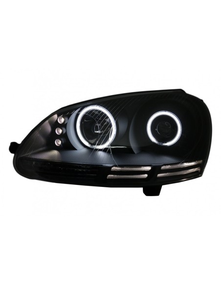 CCFL Angel Eyes LED fari per VW Golf V 5 Jetta 5 (04-09) Nero