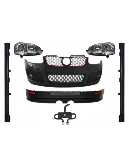 Kit per VW Golf Mk V 5 (03-07) GTI R32 Design w/ completo sistema di scarico e fari Xenon Look Chrome Edition