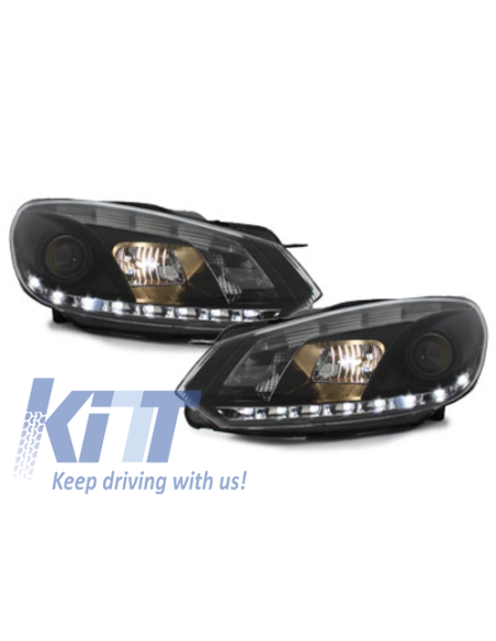 Fari per VW GOLF 6 (10.08-12) TRU DRL GIORNO Nero