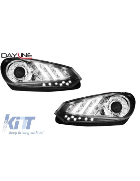 Fari DAYLINE per VW Golf VI 6 08+ LED DRL Design Nero