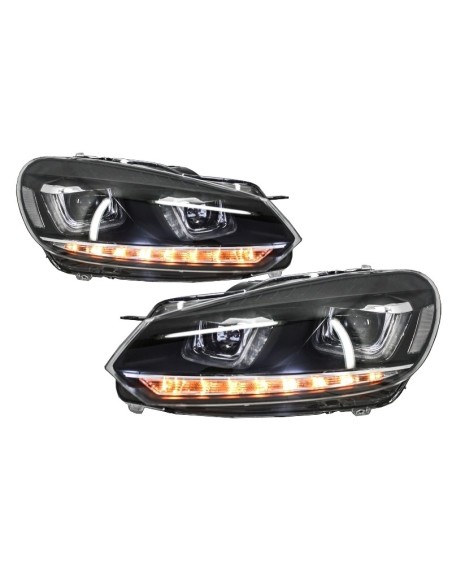 Fari per VW Golf 6 VI (08-13) Golf 7 3D LED DRL U-Design LED Flowing Turning Light Chrome