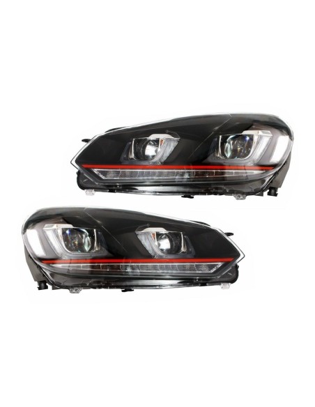 Fari per VW Golf 6 VI (08-12) Golf 7 3D LED DRL U-Design LED Flowing Turning Light Red Stripe GTI