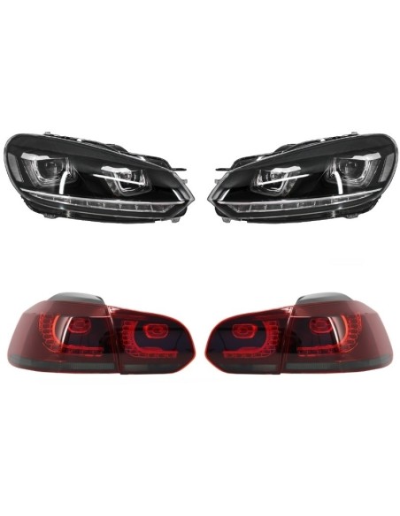 Fari per VW Golf 6 VI (08-13) Golf 7 3D LED DRL U-Design Flowing Turning Light w/ Taillights Full LED R