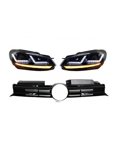 Griglia anteriore per VW Golf VI (08-12) w/ Osram Xenon Fari LED Luci di svolta sequenziale R Design