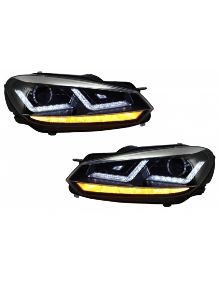 Griglia anteriore per VW Golf VI (08-12) w/ Osram Xenon Fari Chrome LED Luci di svolta sequenziale R Design